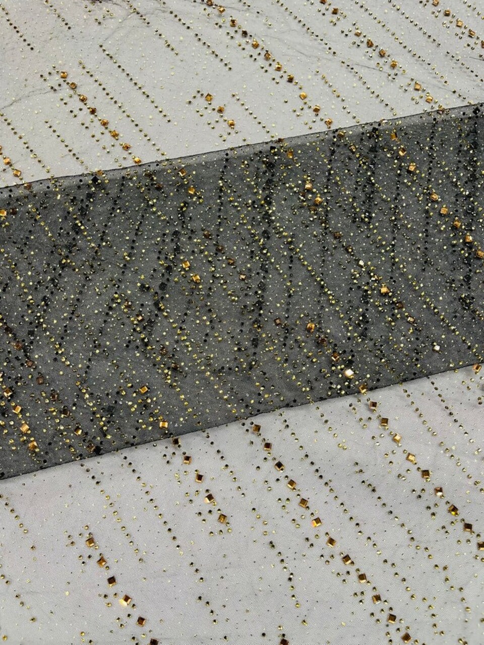 1 Yard Glitter Rhinestone Mesh Fabric Sheer Sparkle Material for Dresses, Décor & Costumes